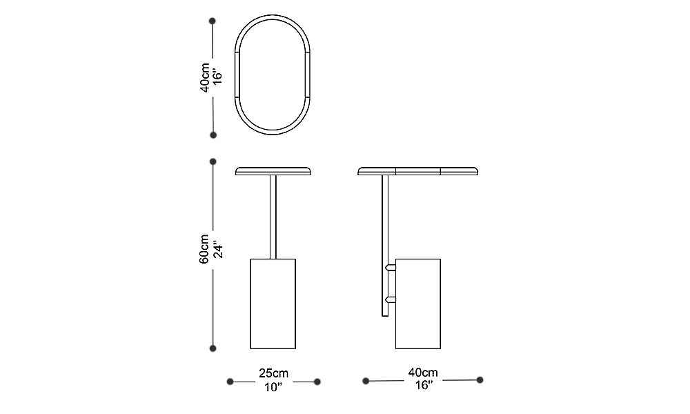 Image of the main dimensions of the product
